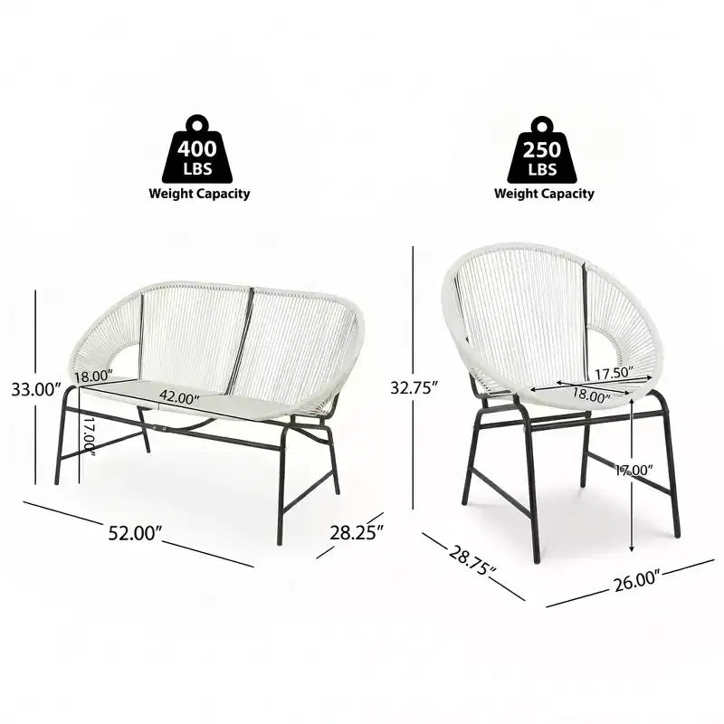 Christopher Knight Home Paoa Set Salotto da Esterno in 3 Pezzi Intrecciato con Struttura in Ferro (Tavolo Non Incluso)
