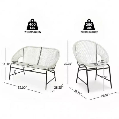 Christopher Knight Home Paoa Set Salotto da Esterno in 3 Pezzi Intrecciato con Struttura in Ferro (Tavolo Non Incluso)