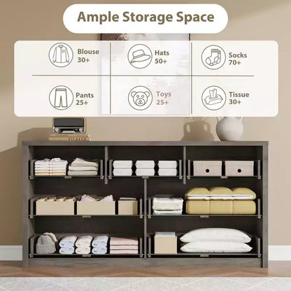 Comò Moderno Largo a 7 Cassetti per Camera da Letto, Grande Cassettiera in Legno con Organizzatore per Soggiorno, Corridoio e Ingresso