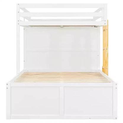 Lit superposé complet Whisen avec 2 grands tiroirs, 5 petits tiroirs et petite armoire