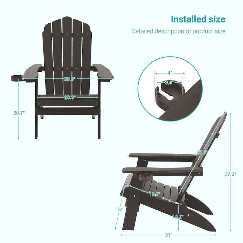 Bonosuki Set di 2 sedie Adirondack pieghevoli per patio e braciere