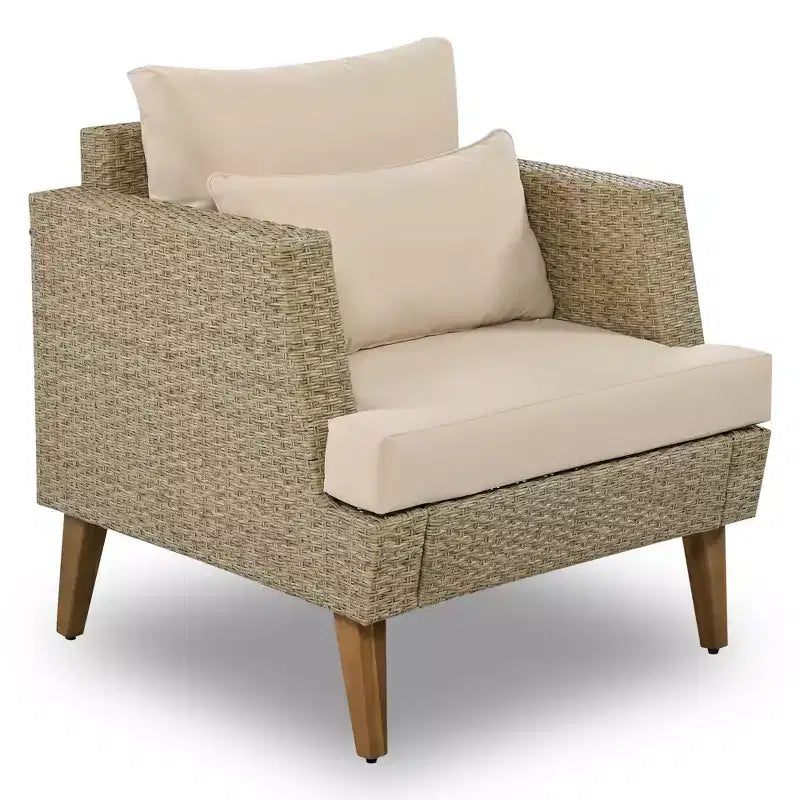 Whisen Set Divani 6 Pezzi in Vimini PE Resistente alle Intemperie, Divano da Esterno in Rattan con Doppi Cuscini