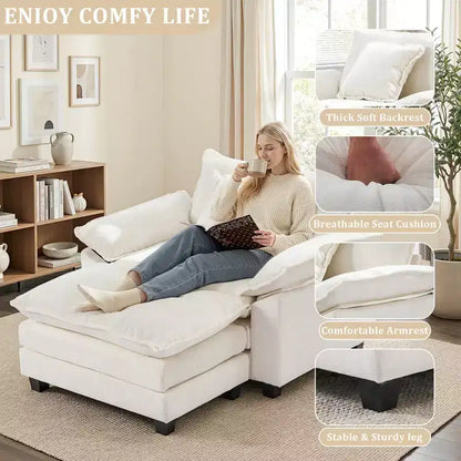 Poltrona a sacco oversize in ciniglia EHMKNP con pouf