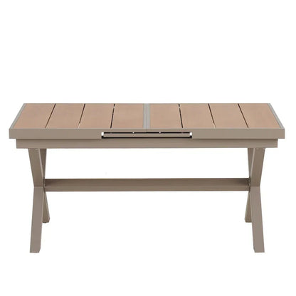 Ensemble de salle à manger d'extérieur extensible 7 pièces avec table extensible et 6 fauteuils