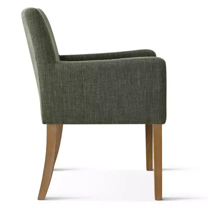 Set da pranzo da 9 pezzi con prolunga, include 6 sedie senza braccioli e 2 poltrone in lino neutro, gambe in legno massello, stile moderno-Panipeachy