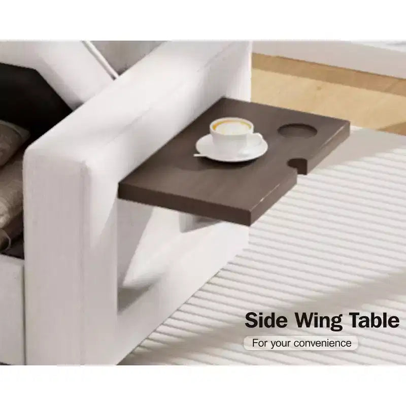 Divano componibile Dyonery a 8 posti a U con letto estraibile/schienale reclinabile/porte USB/tavolo/vano contenitore, montaggio senza attrezzi
