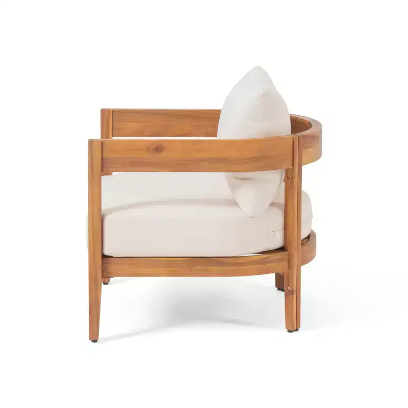Christopher Knight Home Safira Ensemble de conversation 5 pièces en bois d'acacia rustique pour patio avec coussins épais