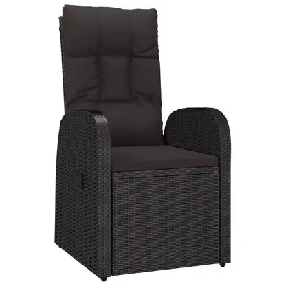 vidaXL Salon de jardin 10 places en résine tressée noir avec accoudoirs réglables