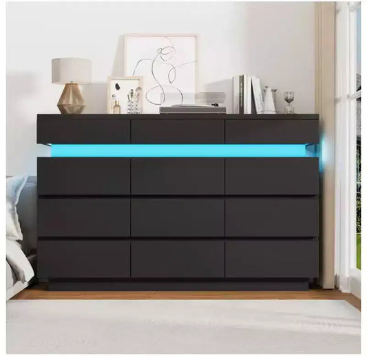 Cassettiera in legno da 149 cm con 12 cassetti, comò moderno per camera da letto, soggiorno, corridoio e ingresso