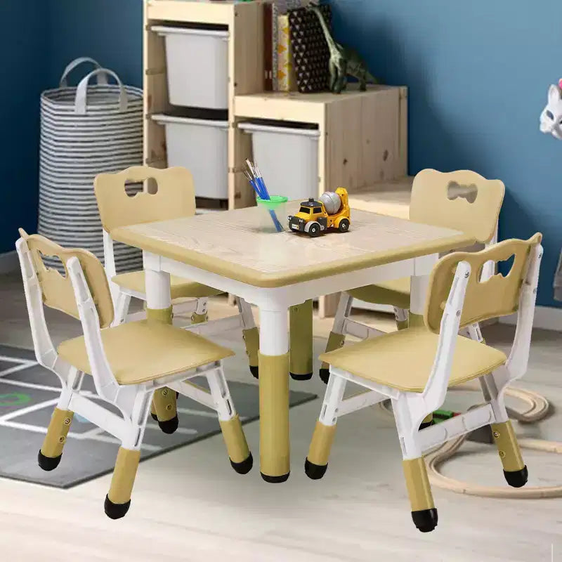 Set Tavolo e Sedie per Bambini, Scrivania Regolabile in Altezza per età 2-10 anni, Tavolo per Arte e Artigianato, Gambe Antiscivolo, per Aule Asili Nido