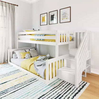 Max & Lily Letto a Castello Basso in Legno, da Una Piazza e Mezza a Due Piazze, per Bambini, con Scala