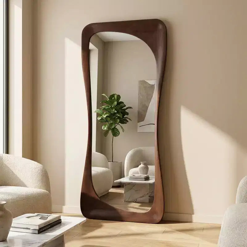 Dovelina 71H*31W Specchio a Figura Intera Asimmetrico Specchio Decorativo da Appoggio Specchio Moderno da Bagno per Soggiorno Sala da Pranzo Ingresso Camera da Letto
