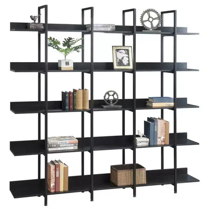 Étagère de style industriel vintage Whisen avec cadre en métal et panneau MDF, bibliothèque ouverte pour le bureau à domicile