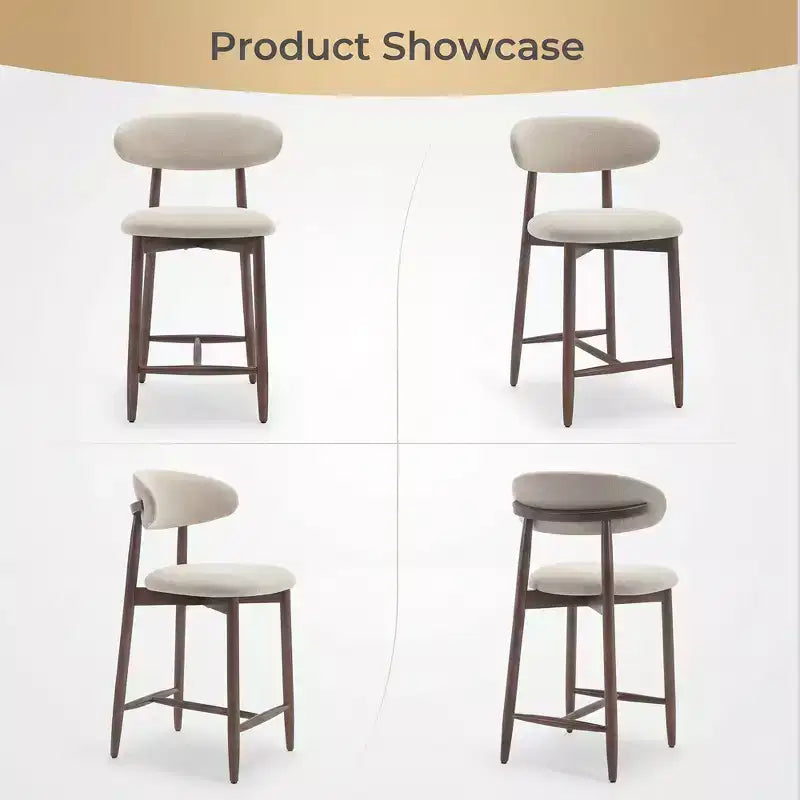 Lot de 2/4/6 tabourets de bar rembourrés Ora Maison à hauteur de comptoir avec tissu et finition noyer