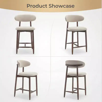 Lot de 2/4/6 tabourets de bar rembourrés Ora Maison à hauteur de comptoir avec tissu et finition noyer