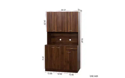 Mobile Contenitore a 6 Ante, Armadio Alto 180 cm e Mobile da Cucina con Cassetto e Ripiano Aperto, Credenza da Cucina e Mobiletto per Camera da Letto in MDF