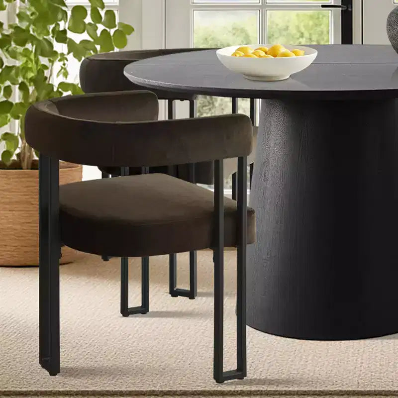 Set tavolo da pranzo allungabile da 120-210 cm per 4 persone, tavolo nero e 4 sedie da pranzo imbottite in velluto con gambe in metallo, stile moderno