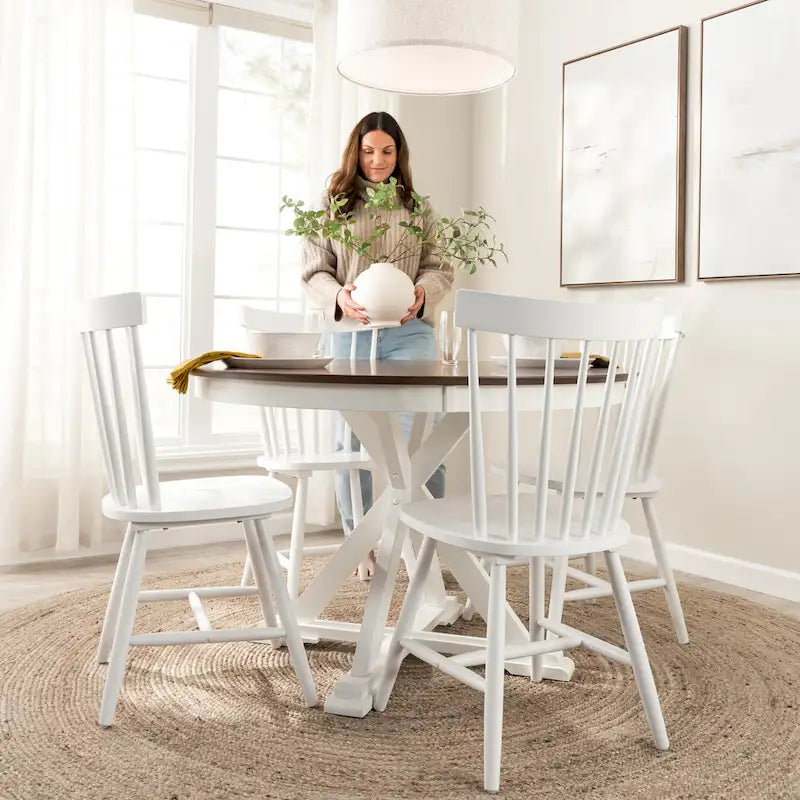 Sedie da pranzo con schienale alto e fuso Windsor Bush Furniture - Set di 2