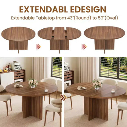 Tavolo da pranzo rotondo allungabile da 43,3''-59'' per 4-8 persone, moderno tavolo da pranzo ovale da cucina con prolunghe rimovibili, tavolo da pranzo per sala da pranzo, cucina