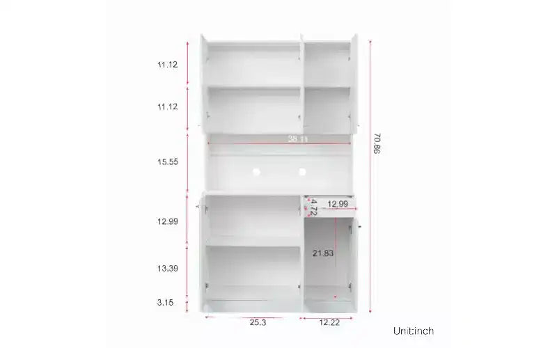Mobile Contenitore a 6 Ante, Armadio Alto 180 cm e Mobile da Cucina con Cassetto e Ripiano Aperto, Credenza da Cucina e Mobiletto per Camera da Letto in MDF