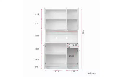 Mobile Contenitore a 6 Ante, Armadio Alto 180 cm e Mobile da Cucina con Cassetto e Ripiano Aperto, Credenza da Cucina e Mobiletto per Camera da Letto in MDF