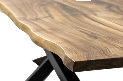 Table à manger en noyer avec pied araignée - Fabriquée à la main en bois massif - cette magnifique table en noyer avec pied araignée est une pièce maîtresse