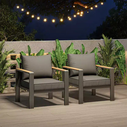 Salon de jardin en aluminium, canapé d'extérieur modulable avec 5 coussins épais, 4 accoudoirs et table basse pour jardin, terrasse, arrière-cour