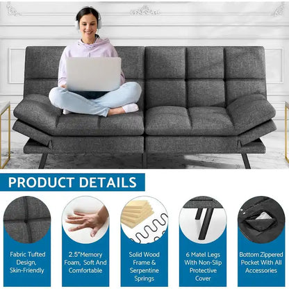 Divano Futon Letto in Memory Foam con Schienale Diviso Regolabile per Spazi Piccoli