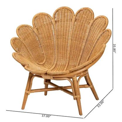 Fauteuil d'appoint fleur Blossom en rotin bohème miel