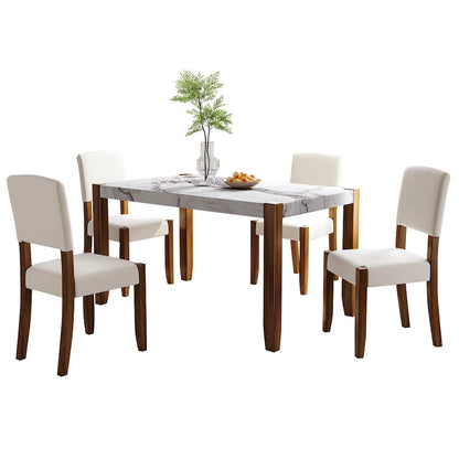 Set da pranzo moderno 5 pezzi con tavolo rettangolare e sedie