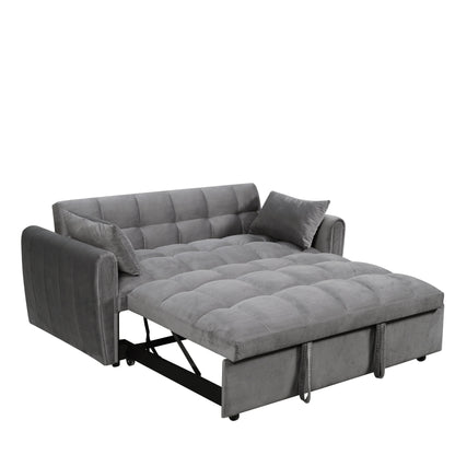 64,96 Canapé-lit convertible 3-en-1 en velours avec dossier réglable, poche de rangement et capacité de poids de 227 kg
