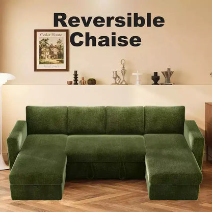 Divano letto estraibile a quattro posti Dyonery da 105 pollici con contenitore, tasche laterali, schienale regolabile, convertibile
