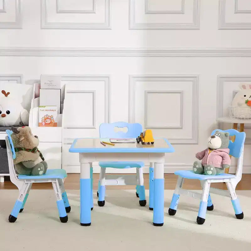 Set Tavolo e Sedie per Bambini, Scrivania Regolabile in Altezza per età 2-10 anni, Tavolo per Arte e Artigianato, Gambe Antiscivolo, per Aule Asili Nido