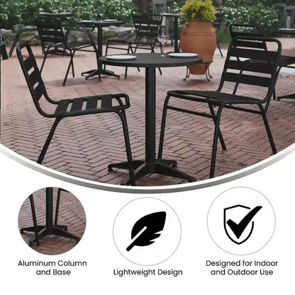Set tavolo rotondo Emma e Oliver da 23,5" in alluminio per interni ed esterni con 2 sedie a doghe