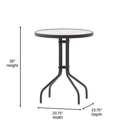 Flash Furniture Lila Tavolo Rotondo in Vetro e Metallo da 23,75" con 2 Sedie a Slat Impilabili in Alluminio e Metallo