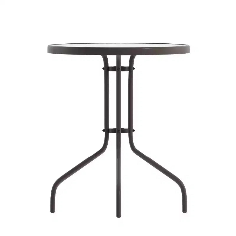 Flash Furniture Lila Tavolo Rotondo in Vetro e Metallo da 23,75" con 2 Sedie a Slat Impilabili in Alluminio e Metallo