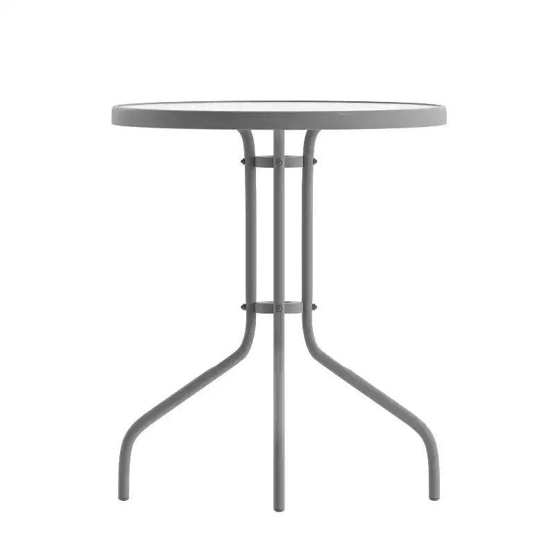 Flash Furniture Lila Tavolo Rotondo in Vetro e Metallo da 23,75" con 2 Sedie a Slat Impilabili in Alluminio e Metallo