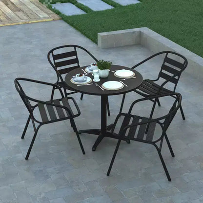 Set tavolo rotondo da interni/esterni Emma and Oliver 31,5" in alluminio con 4 sedie con schienale a doghe