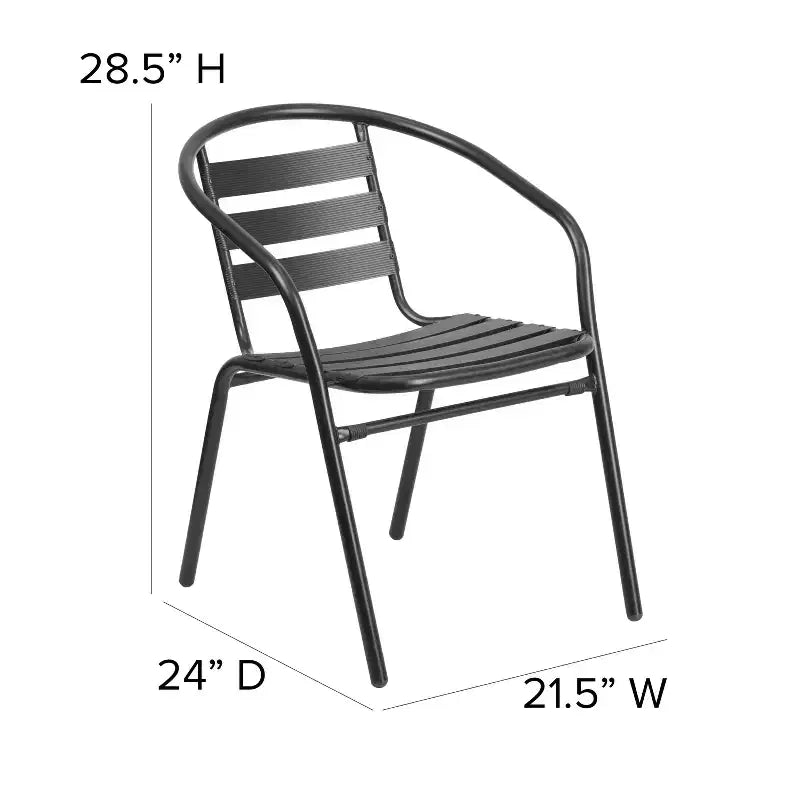 Set tavolo rotondo da interni/esterni Emma and Oliver 31,5" in alluminio con 4 sedie con schienale a doghe