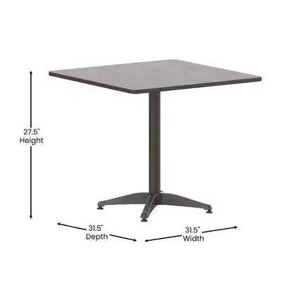 Set Tavolo Quadrato da Interno-Esterno Emma and Oliver da 31,5" in Alluminio con 4 Sedie a Doghe