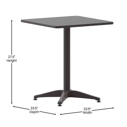 Set Tavolo Quadrato Emma and Oliver da 23,5" in Alluminio per Interni ed Esterni con 2 Sedie con Schienale a Doghe