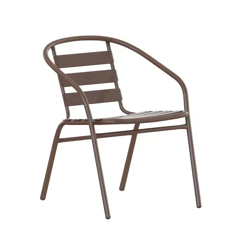 Set Tavolo Quadrato Emma and Oliver da 23,5" in Alluminio per Interni ed Esterni con 2 Sedie con Schienale a Doghe
