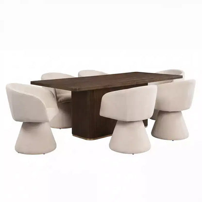 Ensemble de salle à manger 7 pièces Yodsak moderne en bois et métal avec chaises pivotantes à 180° Christopher Knight Home