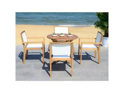 Ensemble 5 pièces Chante Round Table - Intérieur/Extérieur - PAT7041 - Naturel/Beige - Safavieh