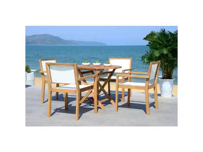 Ensemble 5 pièces Chante Round Table - Intérieur/Extérieur - PAT7041 - Naturel/Beige - Safavieh