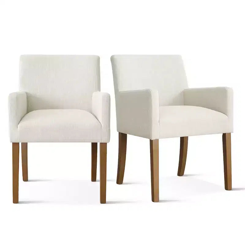 Set da pranzo da 9 pezzi con prolunga, include 6 sedie senza braccioli e 2 poltrone in lino neutro, gambe in legno massello, stile moderno-Panipeachy