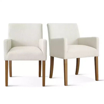 Set da pranzo da 9 pezzi con prolunga, include 6 sedie senza braccioli e 2 poltrone in lino neutro, gambe in legno massello, stile moderno-Panipeachy