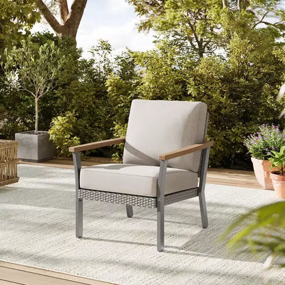 SONGMICS HOME Collection Sencillo - Ensemble de mobilier de patio 3 pièces, 2 chaises longues et 1 table basse, Mobilier d'extérieur, Gris et Beige