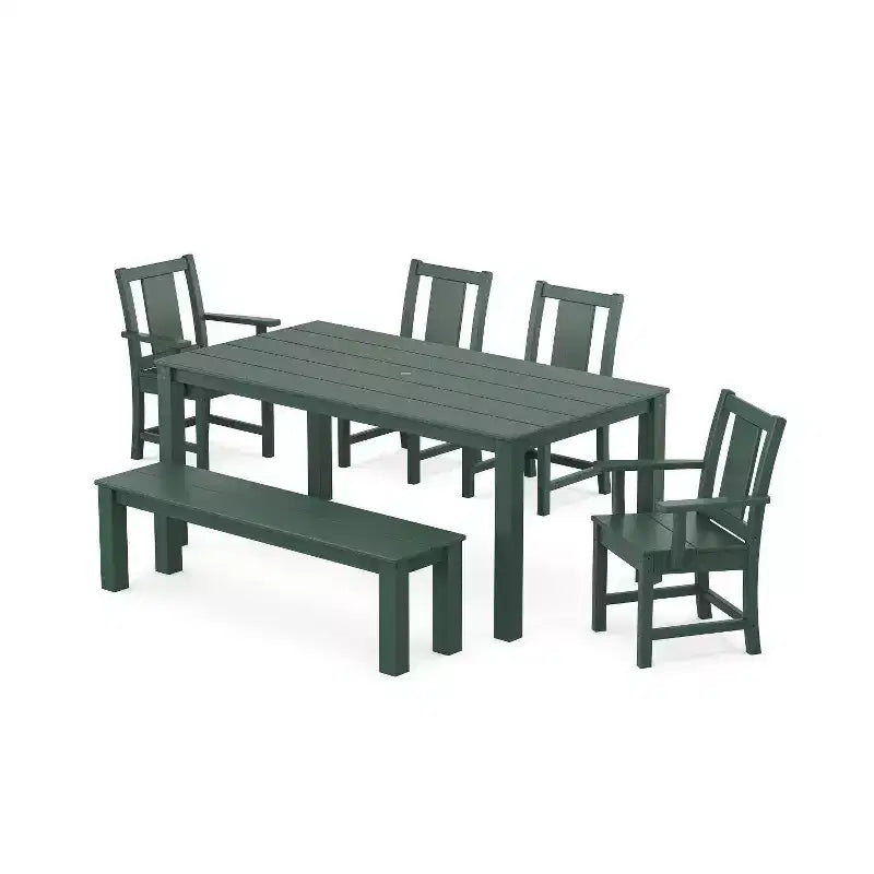 POLYWOOD Set da pranzo da esterno Prairie Parsons da 6 pezzi con panca