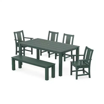 POLYWOOD Set da pranzo da esterno Prairie Parsons da 6 pezzi con panca